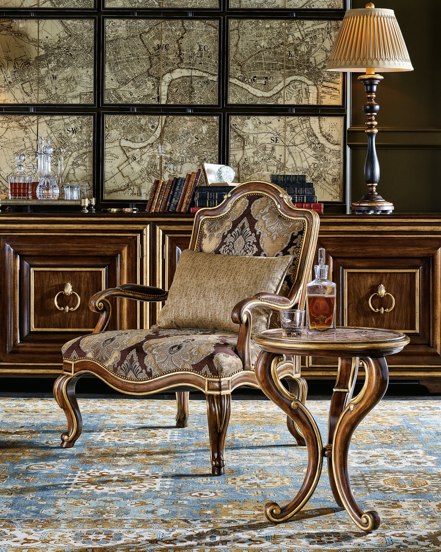 Majorca Chair shown with:Silver Cloud finishGunmetal nailhead frame trim