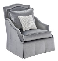 Marcella&nbsp;Chair shown with:Boxed seat cushionBox pleated waterfall front skirt with dressmakersides and back and button detail
