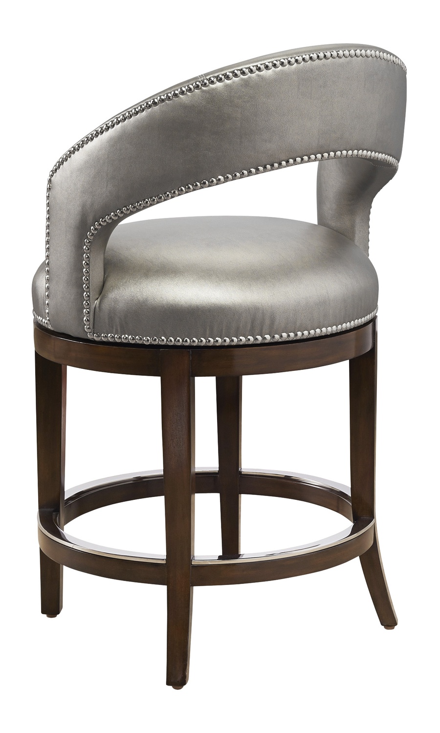 Maison&nbsp;Counter Stool&nbsp;shown with:Contemporary Briar finishGlitterati nailhead frame trimPolished Nickel footrest