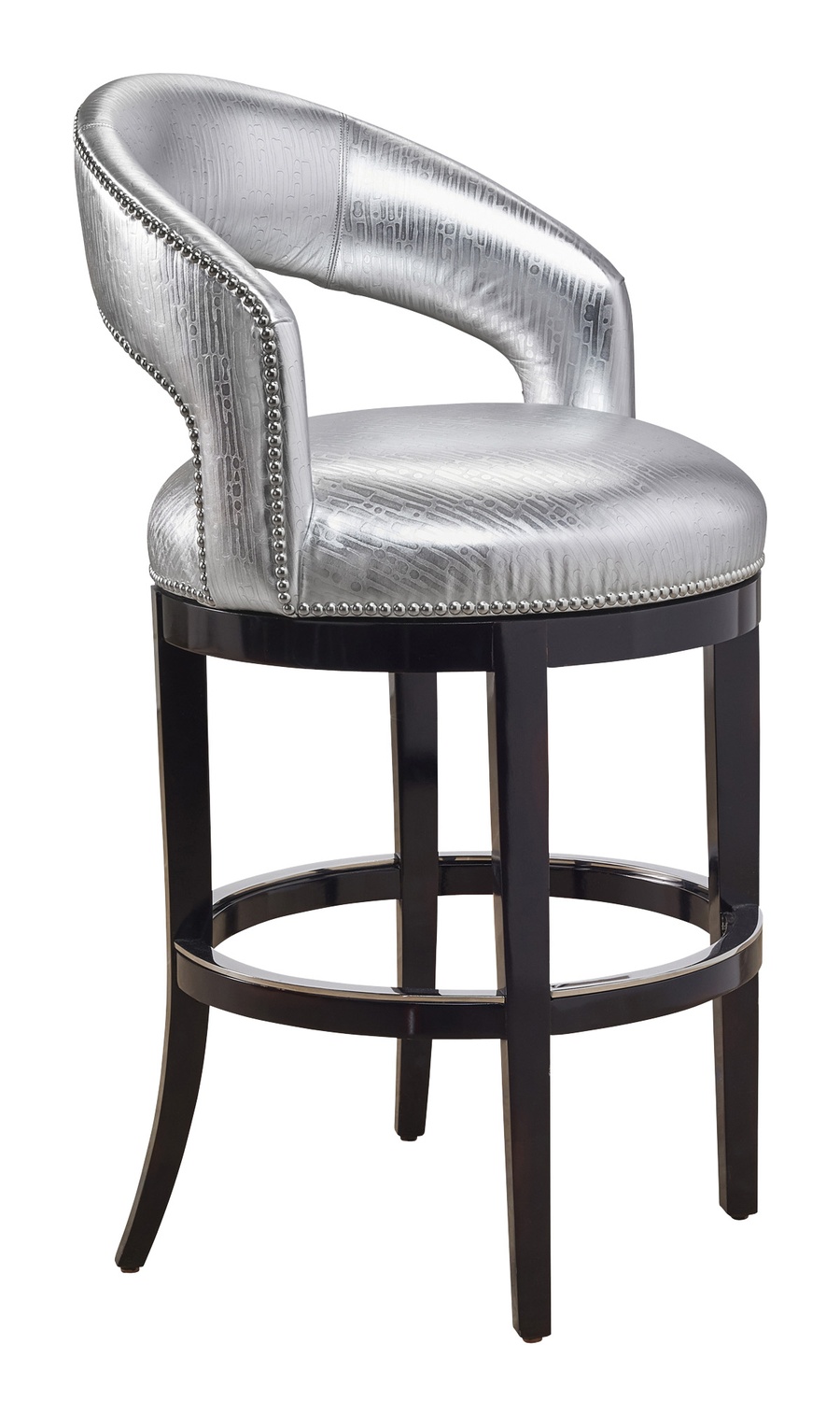 Maison&nbsp;Barstool&nbsp;shown with:Briar finishAntique Brass nailhead frame trimAntique Brass&nbsp;footrest