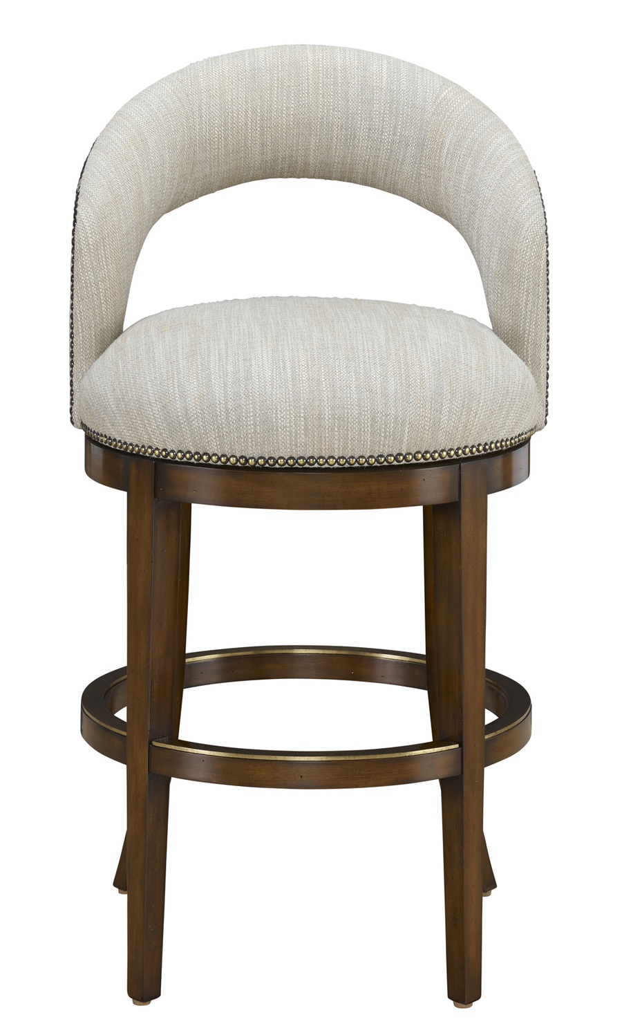 Maison&nbsp;Barstool&nbsp;shown with:Briar finishAntique Brass nailhead frame trimAntique Brass&nbsp;footrest