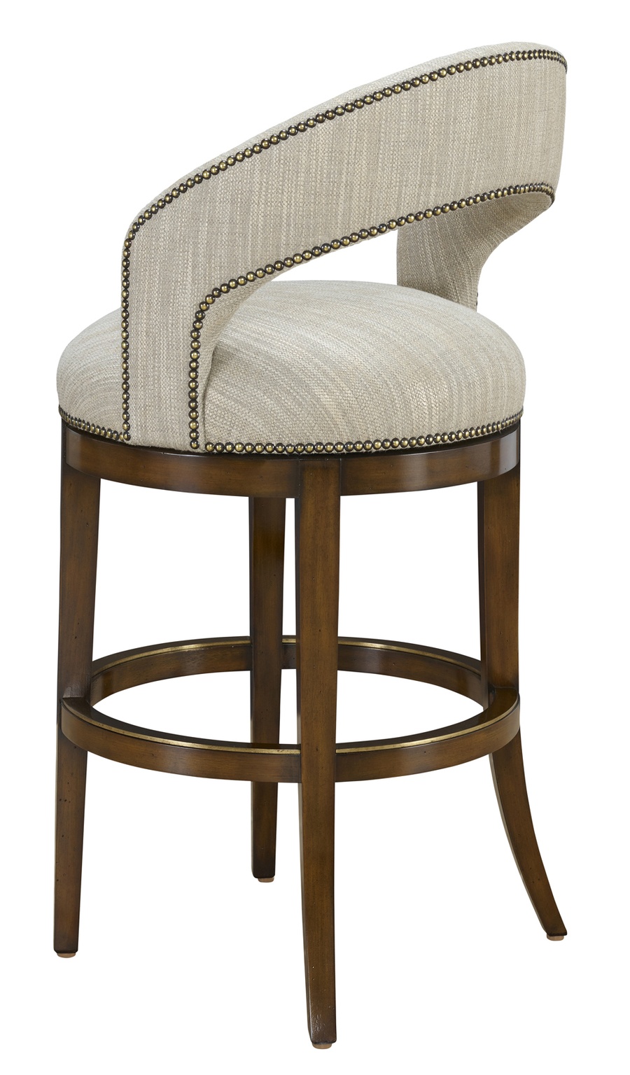 Maison&nbsp;Barstool&nbsp;shown with:Briar finishAntique Brass nailhead frame trimAntique Brass&nbsp;footrest