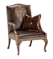 Mayson Chair shown with:Tight seat and backSpecial hand painted decorative motifExposed carved hardwood frameAntique Brass&nbsp;nailhead frame trim
Exposed frame available in selection of finishes and optional finish trims