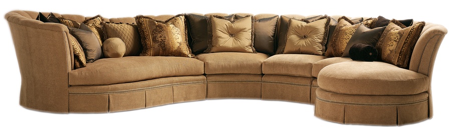 Marcheline&nbsp;Sectional shown with:MRN50-2, MRN62, MRN82Boxed bench seatDeep skirtDecorative tape above skirtAntique Brass nailhead frame trim