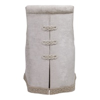 

Tight seatButton tufted backDeep skirt with split back and closure detail


Standard with casters

