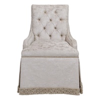 


Tight seatButton tufted backDeep skirt with split back and closure detail


Standard with casters


