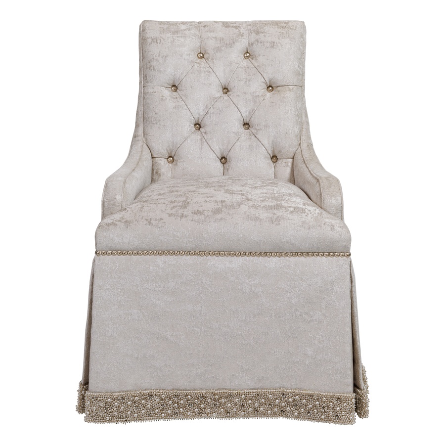 
Tight seatButton tufted backDeep skirt with split back and closure detail


Standard with casters
