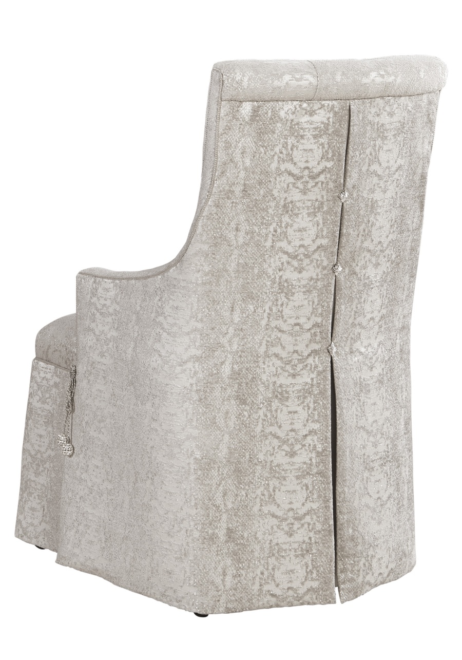 Mulholland&nbsp;Side Chair&nbsp;shown with: Tight seatBrilliance Button tufted backDeep skirt with split back and Beso Button detail