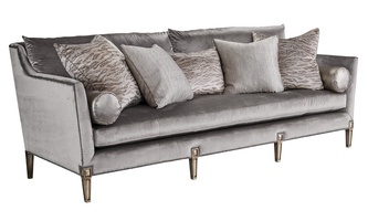 Marilyn&nbsp;Sofa shown with:Boxed bench seatExposed Wood legs in Versailles&nbsp;finishGunmetal&nbsp;nailhead frame trim
