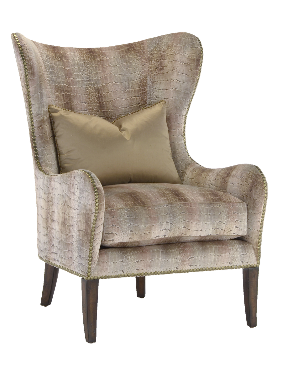 Nelson&nbsp;Chair&nbsp;shown with:Boxed seat cushionSumatra&nbsp;finishSilver nailhead frame trim
