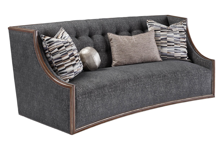 Nico Sofa shown with:Built-to-the-Floor baseTwilight&nbsp;finishAged&nbsp;Silver finish trimGlitterati nailhead frame trim
