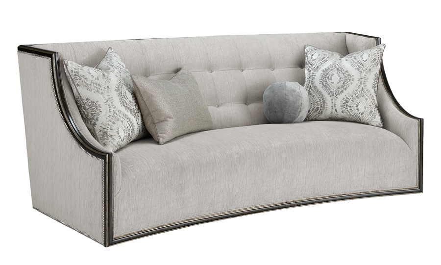 Nico Sofa shown with:Built-to-the-Floor baseTwilight&nbsp;finishAged&nbsp;Silver finish trimGlitterati nailhead frame trim