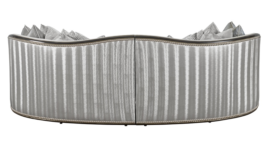 Odessa Sofa shown with:Boxed benchBuilt-to-the-floor baseBombay finish with Silver Cloud trimMerengue nailhead frame trim