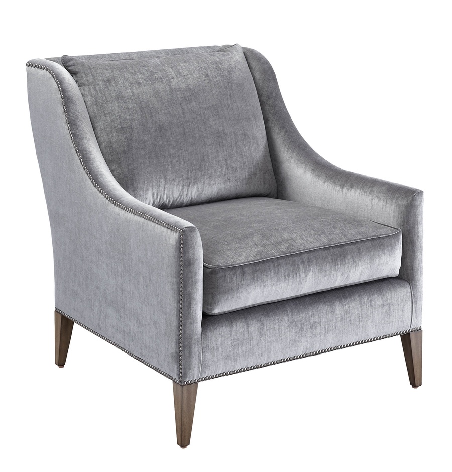 Olinda Chair shown with:Latte finishGunmetal nailhead frame trim