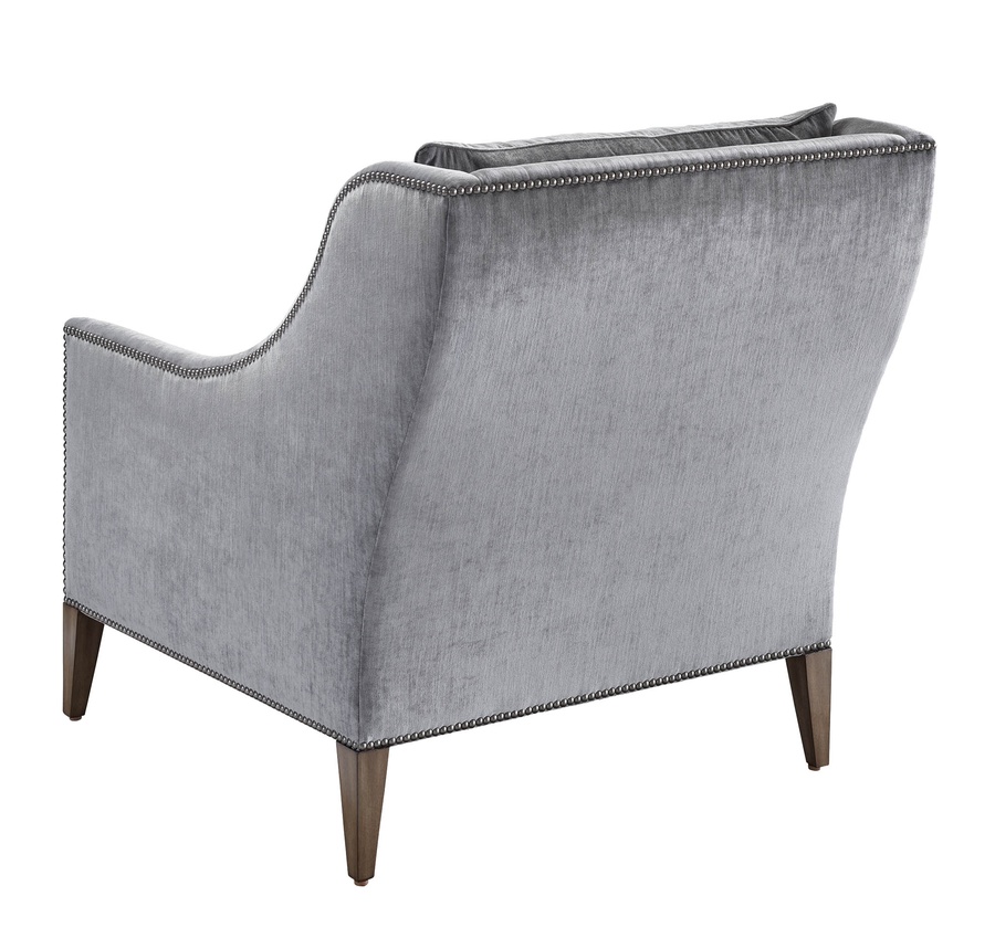 Olinda Chair shown with:Latte finishGunmetal nailhead frame trim