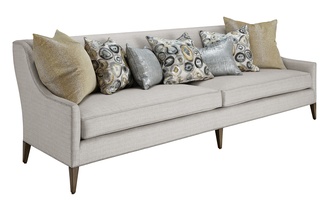 Olinda&nbsp;Sofa shown with:Built-to-the-Floor with Exposed Wood Legs in Pumice finishPewter nailhead frame trim