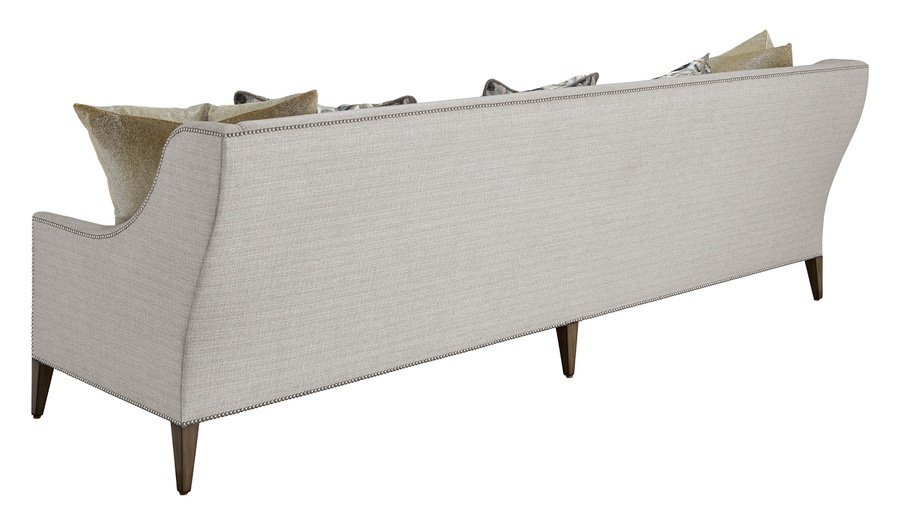 Olinda&nbsp;Sofa shown with:Built-to-the-Floor with Exposed Wood Legs in Pumice finishPewter nailhead frame trim