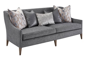 Olinda&nbsp;Sofa shown with:Built-to-the-floor base with exposed legs in Latte&nbsp;finishGunmetal nailhead frame trim