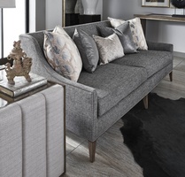 Olinda&nbsp;Sofa&nbsp;shown with:Built-to-the-floor base with exposed legs in Latte&nbsp;finishGunmetal nailhead frame trim