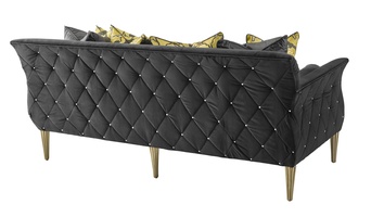 Paloma Sofa&nbsp;shown with:Boxed benchMerengue&nbsp;Button quilted outside backCashmere Silver&nbsp;finish on legs