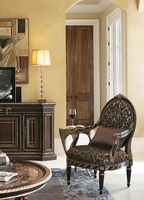 Orleans&nbsp;Chair&nbsp;shown with:Tight seat and backOld World Sumatra finishBurnished Silver Leaf finish trimSilver Star&nbsp;nailhead frame trim