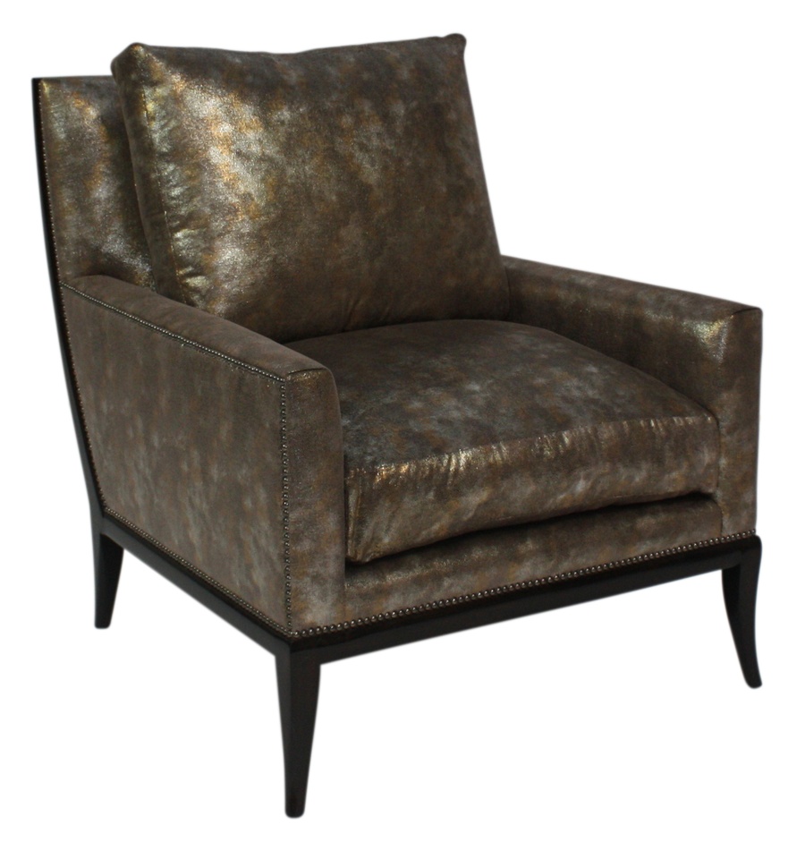 St Bart's Chair&nbsp;shown with:Boxed cushion seatBombay&nbsp;finishGunmetal&nbsp;nailhead frame trim