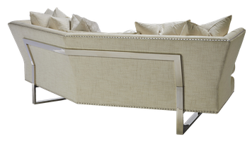 Seattle Sofa shown with:Boxed bench seatBuilt-to-the-floor with metal legs in Stainless Steel finishSilver&nbsp;nailhead frame trim spaced over fabric tape