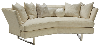 Seattle Sofa shown with: Boxed bench seatBuilt-to-the-floor with metal legs in Stainless Steel finishSilver&nbsp;nailhead frame trim spaced over fabric tape