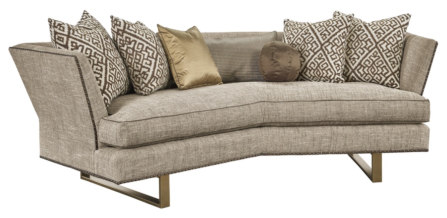 Seattle Sofa shown with: Boxed bench seatBuilt-to-the-floor with metal legs in Stainless Steel finishSilver&nbsp;nailhead frame trim spaced over fabric tape