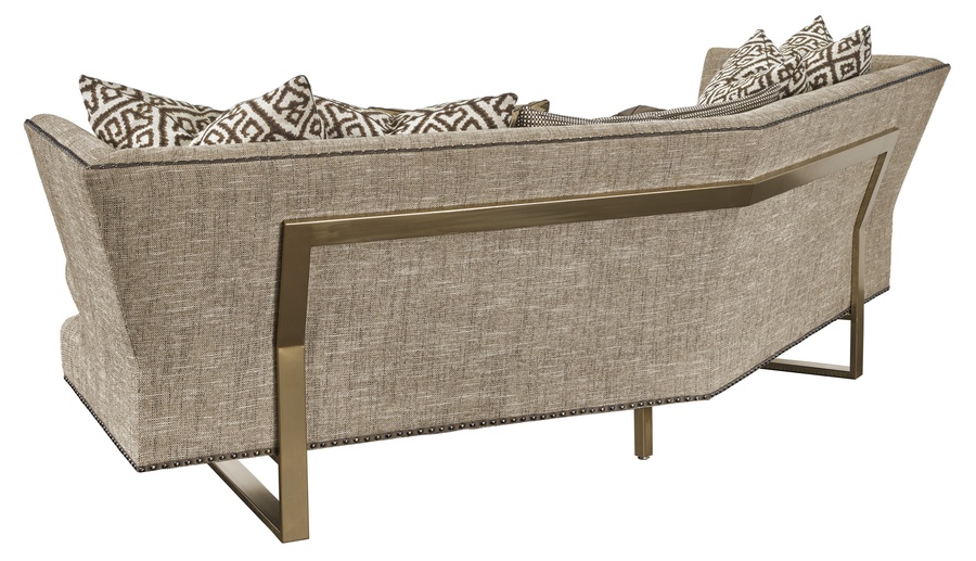 Seattle Sofa shown with: Boxed bench seatBuilt-to-the-floor with metal legs in Stainless Steel finishSilver&nbsp;nailhead frame trim spaced over fabric tape