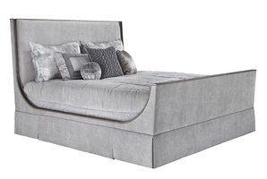 Solstice Panel Bed shown with:Twilight finish with Aged Silver finish trimPewter nailhead frame trim