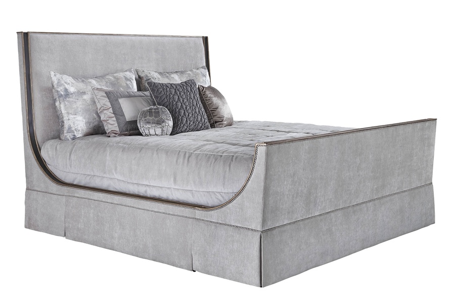 Solstice Panel Bed shown with:Twilight finish with Aged Silver finish trimPewter nailhead frame trim