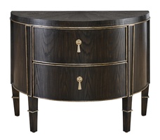 Solstice&nbsp;Nightstand shown with:Twilight&nbsp;finish with&nbsp;Aged&nbsp;Medici&nbsp;finish trimPendant pull in Medici Nickel finish