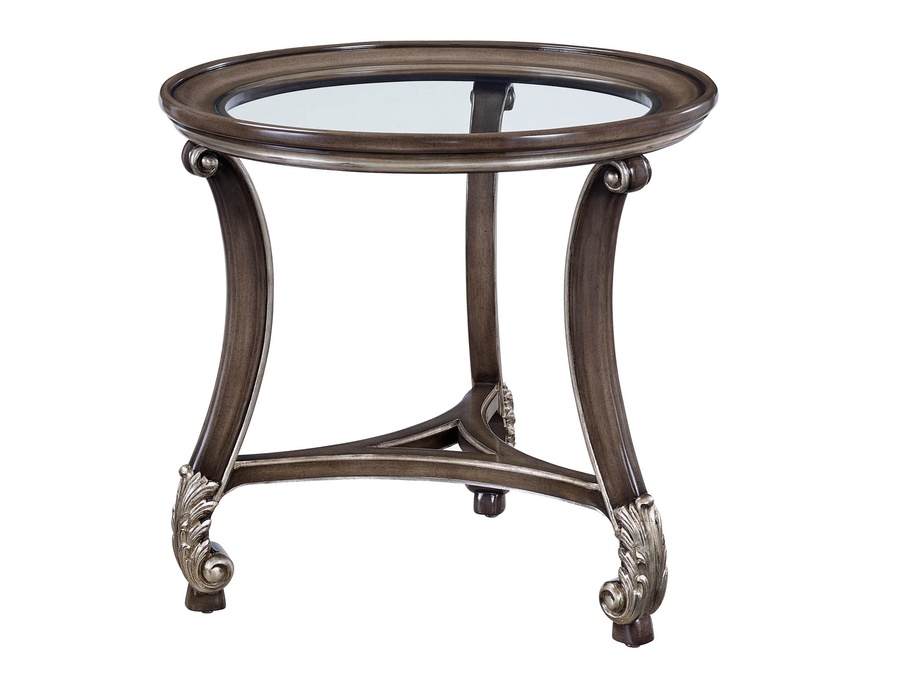 San Marino&nbsp;End Table&nbsp;shown with:Latte&nbsp;finishVersailles finish trimInset clear glass top with beveled edge
