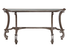 San Marino Console&nbsp;shown with:Latte&nbsp;finishVersailles&nbsp;finish trimInset clear glass top with beveled edge