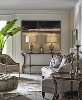 San Marino Console&nbsp;shown with:Latte&nbsp;finishVersailles&nbsp;finish trimInset clear glass top with beveled edge