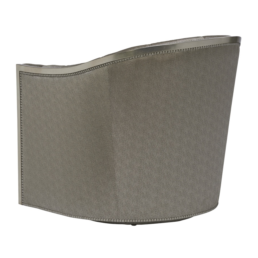 Soho&nbsp;Chair&nbsp;shown with:Channeled BackAged Metal finishQuad Antique Brass nailhead frame trim at base