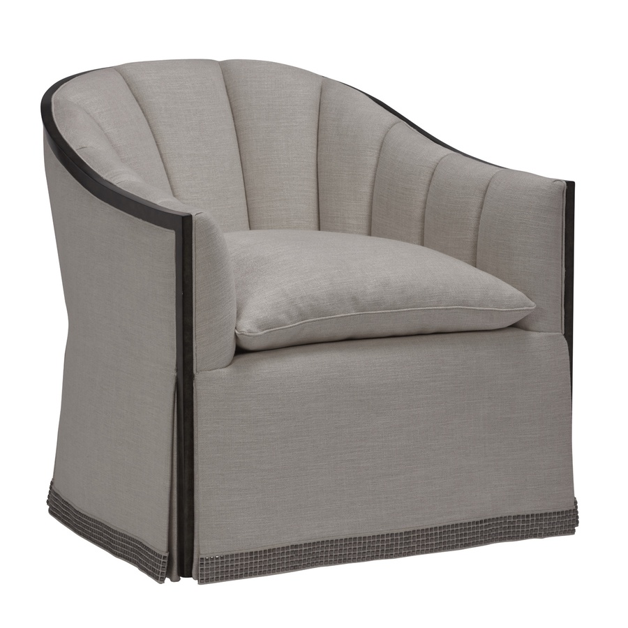 Soho&nbsp;Chair&nbsp;shown with:Channeled BackAged Metal finishQuad Antique Brass nailhead frame trim at base