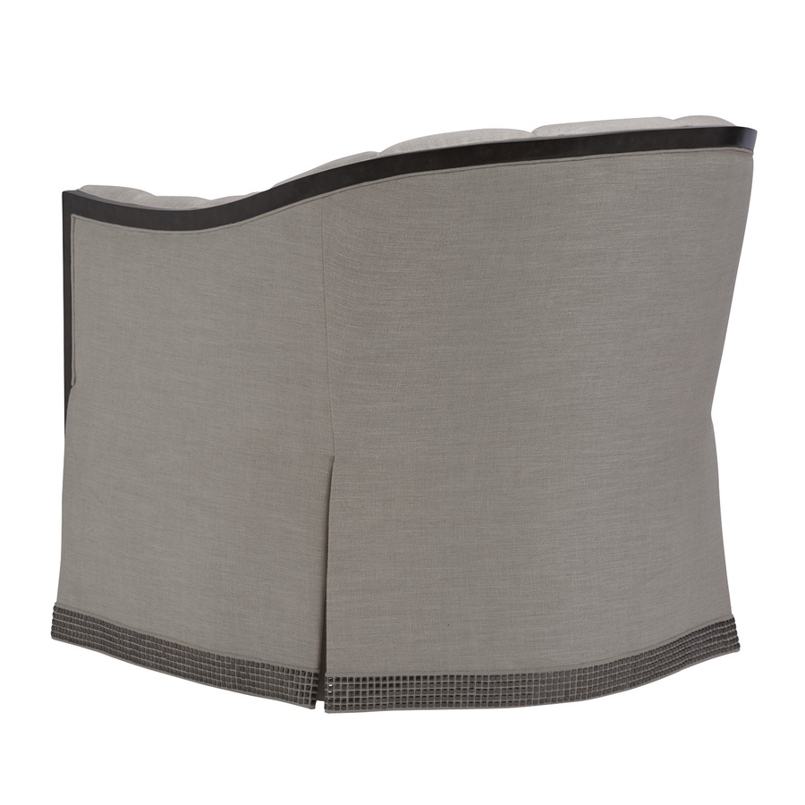 Soho&nbsp;Chair&nbsp;shown with:Channeled BackAged Metal finishQuad Antique Brass nailhead frame trim at base