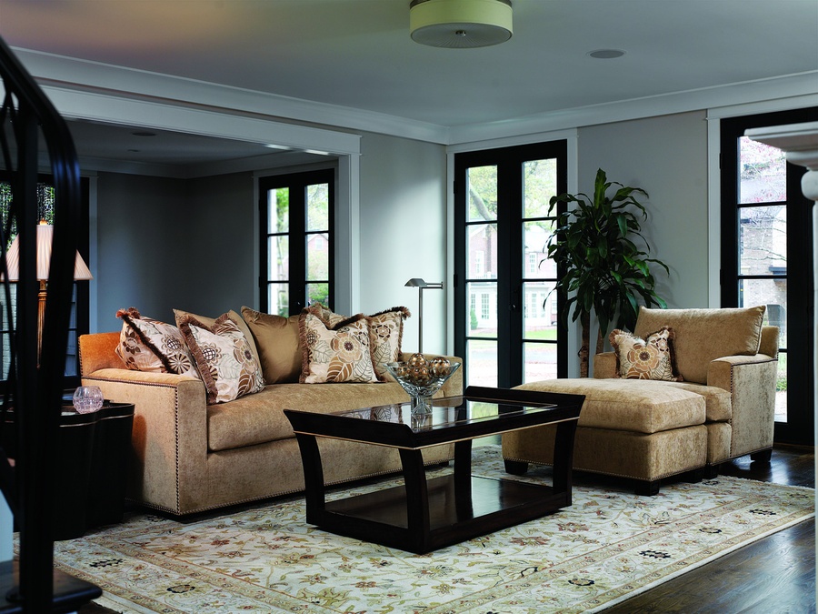 Santa Barbara Sofa (Fitted Back) shown with:Boxed bench seatTrack ArmBuilt-to-the-floor baseSilver nailhead frame trim