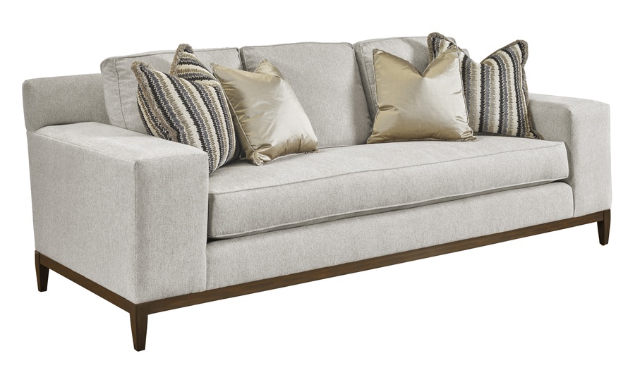 Santa Barbara Sofa (Fitted Back) shown with:Boxed benchContemporary Track&nbsp;ArmContemporary Leg&nbsp;in Bombay finish(2) Optional additional pillows