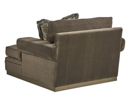 Santa Barbara Chaise shown with:Plinth Base with Cashmere Silver finishGreek Key Arm Style with T-CushionGunmetal nailhead frame trim