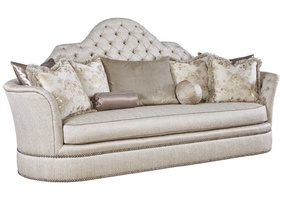 Sultan Sofa shown with:Boxed benchSilver Star Button tufted inside backBuilt-to-the-floor base with bandSilver Star nailhead frame trim