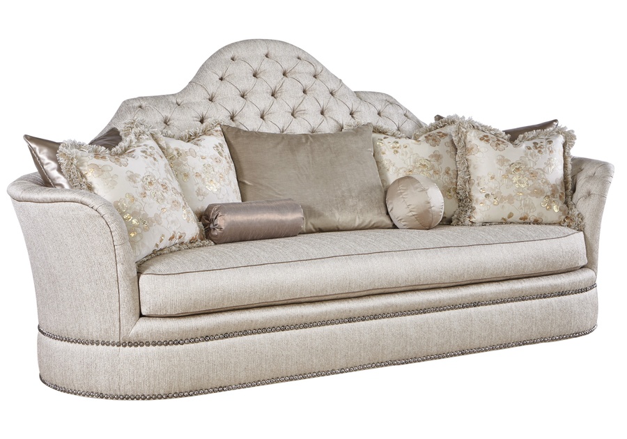 Sultan Sofa shown with:Boxed benchSilver Star Button tufted inside backBuilt-to-the-floor base with bandSilver Star nailhead frame trim