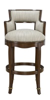 Tango Barstool shown with:Briar&nbsp;finish with&nbsp;Cashmere&nbsp;Gold&nbsp;finish trimAntique Brass&nbsp;nailhead frame trimAntique Brass&nbsp;footrest