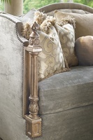 Trianon Court Sofa shown with:Boxed bench seatWaterfall skirt with built-in sidesContrast panel along arms and backPompeii&nbsp;finishSilver Star&nbsp;nailhead frame trim