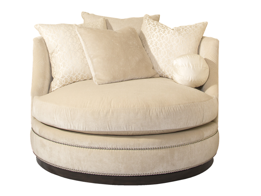Waverly&nbsp;Chair and A Half shown with: Boxed seat cushionBuilt-to-the-floor with plinth base in Bombay finish Silver nailhead frame trim