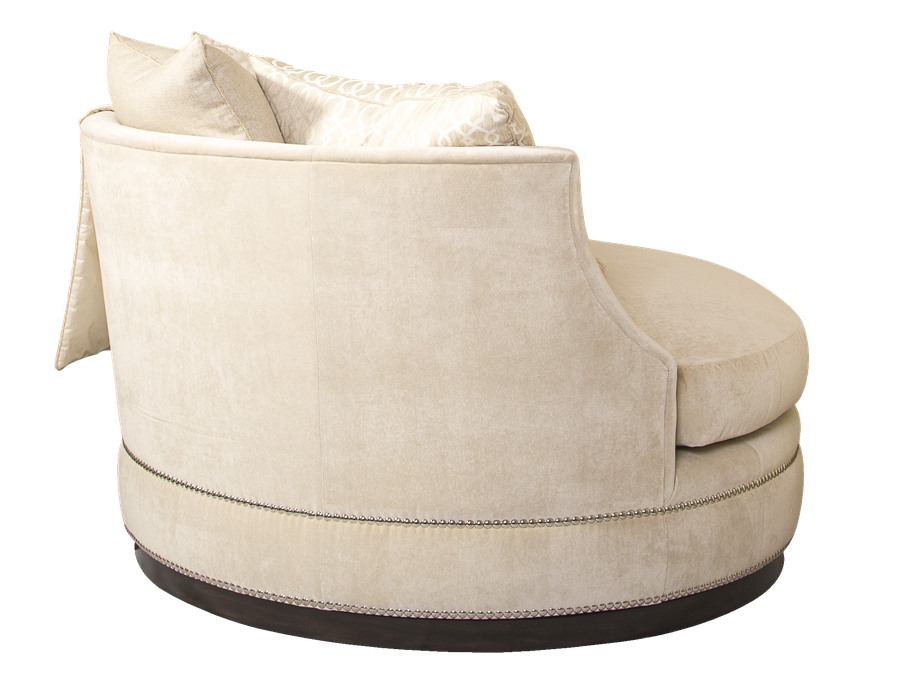 Waverly&nbsp;Chair and A Half shown with: Boxed seat cushionBuilt-to-the-floor with plinth base in Bombay finish Silver nailhead frame trim
