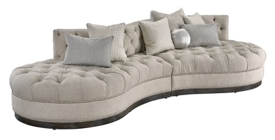 Zen&nbsp;Sectional shown with:Button tufted seat and backBuilt-to-the-floor with wood plinth base in Bombay finishMerengue nailhead frame trim